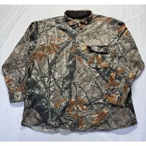 Outfitters Ridge 3D Camo Button‎ Up Shirt Mens 2XL Brown Hunting Fusion